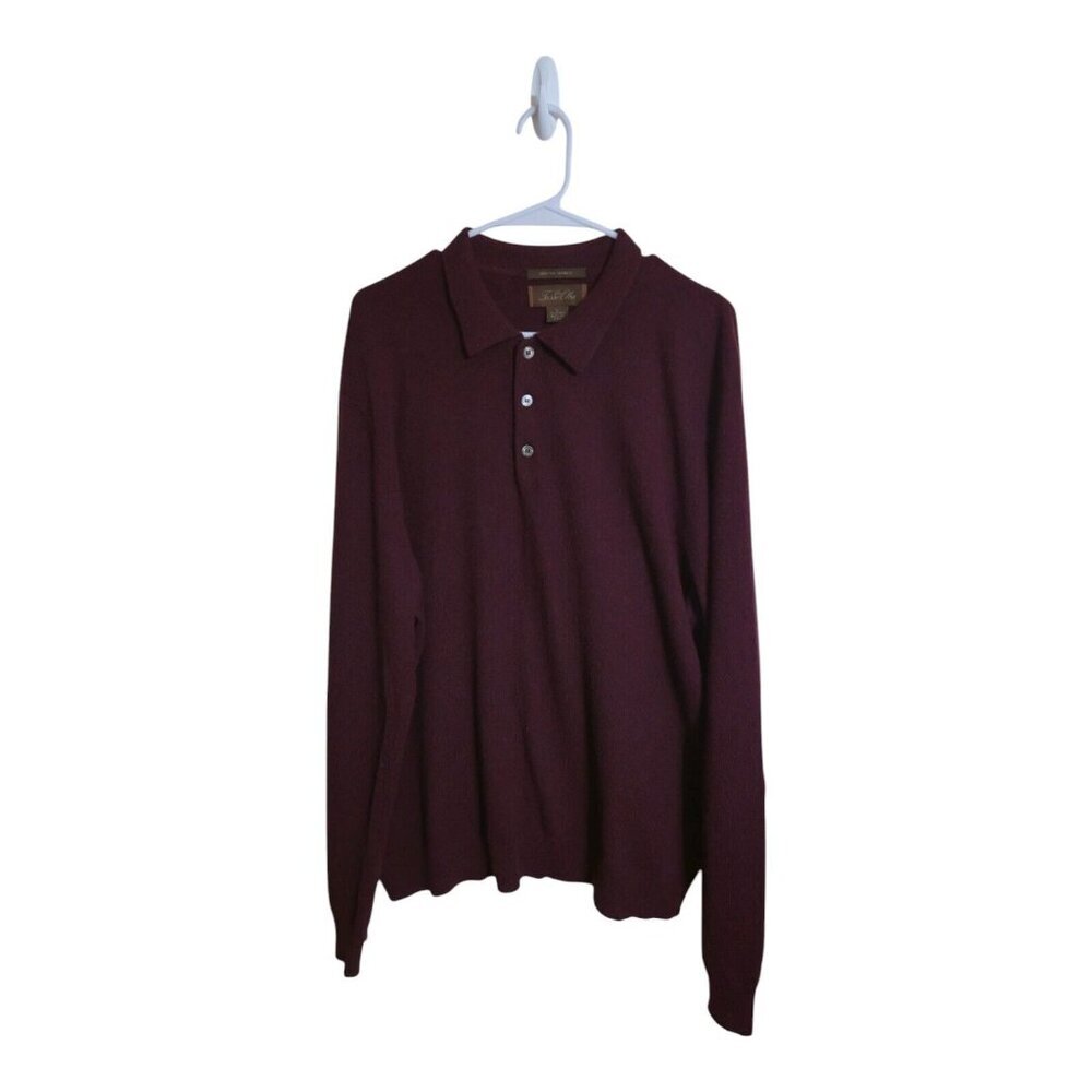 Tasso Elba Sweater Men L Maroon 100% Fine Cashmere Grandpa Core Preppy Career